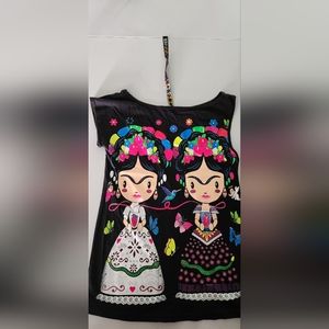 FRIDA KAHLO CARTTON BLOUSE GLOW IN THE DARK NEON GRAPHIC